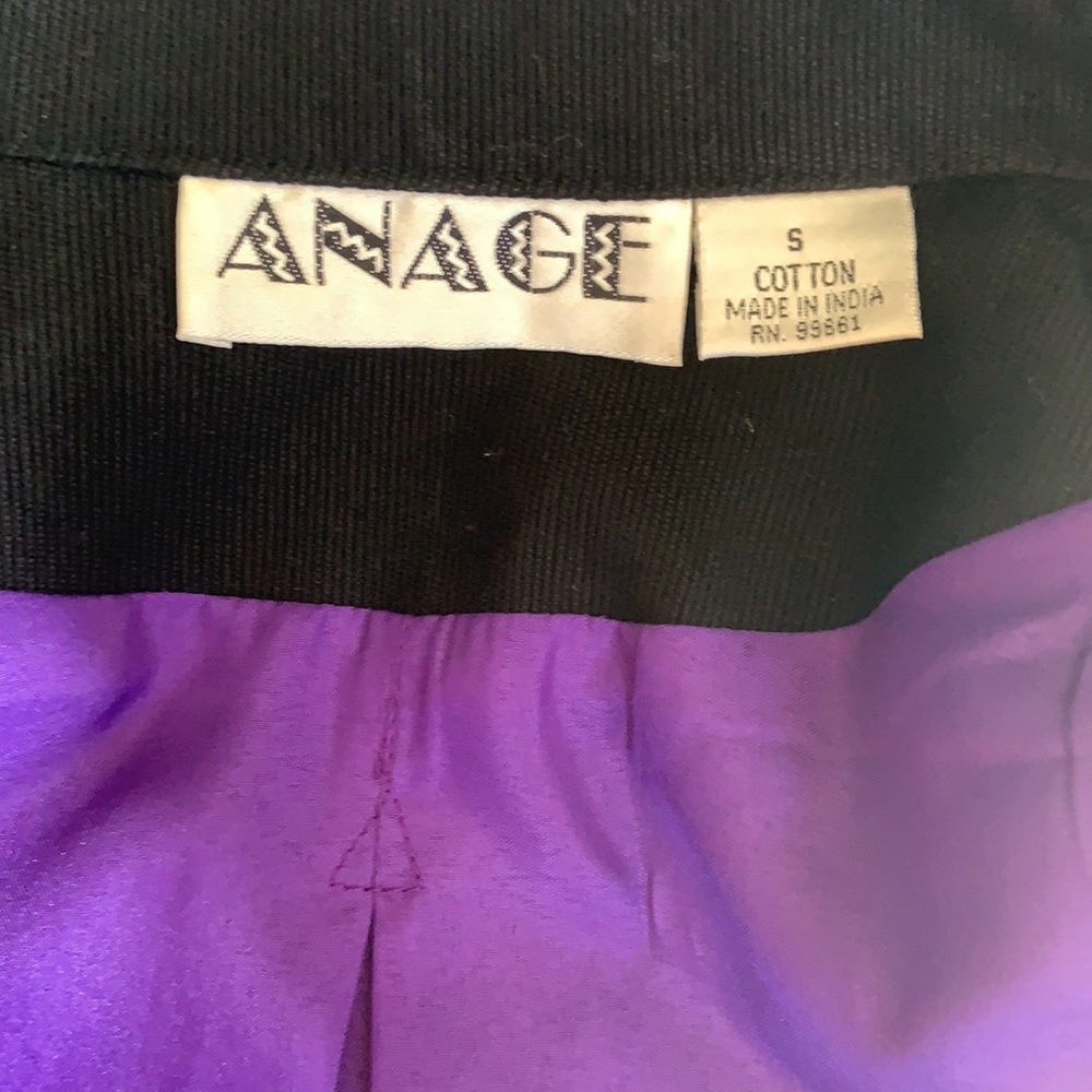 ANAGE vintage cotton jacket beaded ribbon circles - Picture 6 of 10